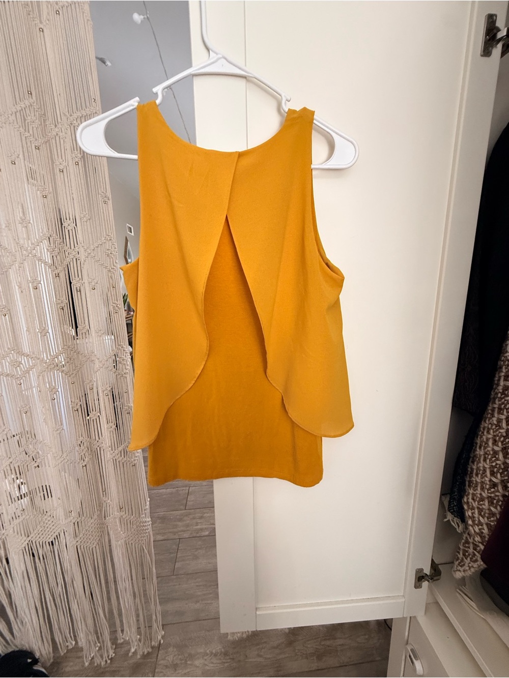 Bar III Mustard Yellow V-Neck Sleeveless Chiffon Camisole - Picture 4 of 5